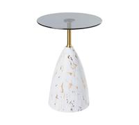 Beliani Table d'Appoint Glamour en Métal Ronde Table Basse Effet Marbre Blanche et Noire Wabby