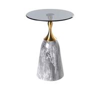 Beliani Table d'Appoint Glamour en Métal Ronde Table Basse Effet Marbre Gris Carter