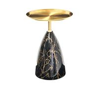 Beliani Table d'Appoint Glamour en Métal Ronde Table Basse Effet Marbre Noir et Doré Storm