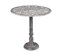 Beliani Table d'Appoint Grise en Bois de Manguier Plateau Ajouré Oriental Guéridon Napara