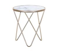 Beliani - Table d'Appoint - Meridian II - Ronde en Métal Doré et Plateau en