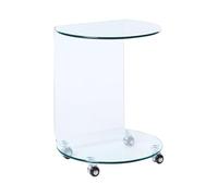 Beliani Table d'Appoint Minimaliste en Verre Trempé 57 x 45 cm avec roulettes Transparente Minto