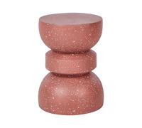 Beliani Table d'Appoint Moderne en Forme de Sablier Effet Terrazzo Résistant UV Eau Vent Rouge Faliro