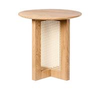 Beliani Table d'Appoint Moderne en MDF avec Base en Rotin 50 cm Meuble de Salon Marron Clair Karlo