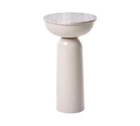 Beliani Table d'Appoint Moderne Plateau en Marbre et Pied en Métal Revêtement Poudré Rond Beige Falcon