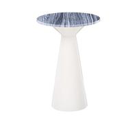 Beliani Table d'Appoint Moderne Plateau en Marbre et Pied en Métal Thermolaqué Ronde Accessoire de Salon Blanche et Grise Amistad