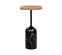 Beliani Table d'Appoint Moderne Ronde Plateau en Bois d'Acacia Base en Métal Noir Oasis