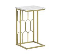 Beliani - Table d'Appoint - Pandale - en MDF et Acier, Effet Marbre Blanc e