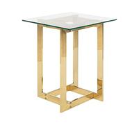 Beliani Table d'Appoint Plateau Carré en Verre Transparent et Support en Métal Doré Design Moderne et Chic pour Salon ou Chambre au Style Glamour