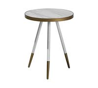 Beliani Table d'Appoint Ronde 44 cm avec Plateau Effet Marbre et Détails en Métal Doré de Style Rétro pour Salon Moderne ou Scandinave
