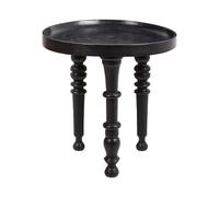 Beliani Table d'Appoint Traditionnelle Bois de Manguier Ronde 52 x 52 cm Meubles de Salon Noir Leeton