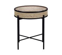 Beliani - Table d'Appoint - Vienna - ø 36 cm - en Métal et Rotin, noir et n