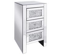 Table de chevet - BELIANI - LORAY - Effet diamants broyés - 3 tiroirs - Argenté