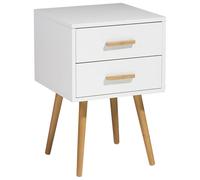 Beliani - Table de Chevet - Alabama - 40 x 40 cm, MDF et Bois de Chêne, Blanche