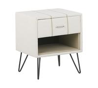 Beliani - Table de Chevet - Betin - en Cuir PU et Métal, Blanc et Noir