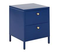 Beliani Table de Chevet en Acier Design Moderne et Industriel avec 2 Tiroirs Bleu Kylea