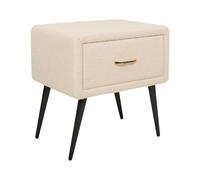 Beliani Table de Chevet en Tissu Bouclé Beige et Métal Noir 1 Tiroir Pratique Elégant Flayat