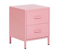 Beliani - Table de Chevet Moderne avec 2 Tiroirs - Malavi - en Acier, Rose