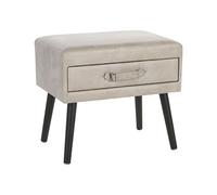 Beliani Table de Chevet Moderne composé d'une Structure en Bois de Pin Capitonné en Cuir PU Beige avec Tiroir 46 cm de Hauteur