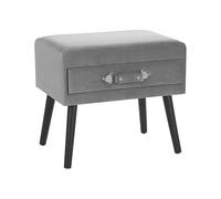 Beliani Table de Chevet Moderne composé d'une Structure en Bois de Pin Capitonné en Velours Gris avec Tiroir 46 cm de Hauteur