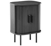 Beliani Table de Chevet Rétro 40 x 30 cm Pieds en Métal Porte Coulissante MDF Noir Bradley
