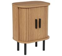 Beliani Table de Chevet Retro Pieds Métalliques Porte Coulissante Bois Clair Bradley