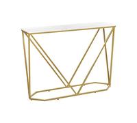 Beliani Table de Couloir Murale Console Effet Marbre Blanc en Métal Doré et MDF Plaqué Hazen