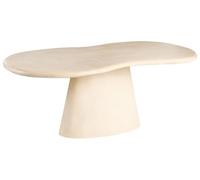 Beliani Table de Jardin 200 x 110 cm 6 Places MgO Ovale Forme Irrégulière Salle à Manger Intérieur Extérieur Beige Spoleto