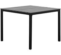 Beliani Table de Jardin Carrée 95 x 95 cm avec Plateau en Bois Artificiel Gris et Pieds en Aluminium Noir au Design Minimaliste et Scandinave