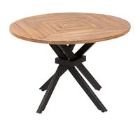 Beliani Table de Jardin en Bois d'Acacia Clair 110 cm Salle à Manger d'Extérieur Ronde Lissone