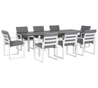 Beliani - Table de Jardin et 8 Chaises - Pancole - en Aluminium et Polyester, Bl