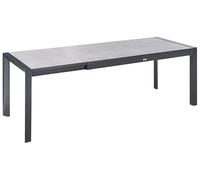 Beliani Table de Jardin Moderne avec Plateau en HPL Structure en Aluminium à Rallonge Extensible 160/220 x 90 cm Résistante aux UV Eau Rouille Grise Binasco
