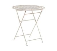 Beliani Table de Jardin ou Terrasse Bistrot Ronde et Pliante en Métal Beige Design Classique et Romantique