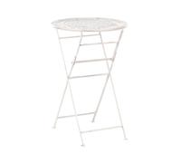 Beliani Table de Jardin Pliable Effet Vieilli Plateau Rond ⌀ 60 cm en Métal Beige Clair Trieste