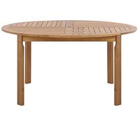 Beliani Table de Jardin Ronde 150 cm en Bois d'Acacia Clair Idéale pour Salle à Manger Extérieure au Style Rustique et Méditerranéen