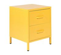 Beliani Table de Nuit Industrielle Moderne Jaune à 2 Tiroirs en Acier Rangement Malavi