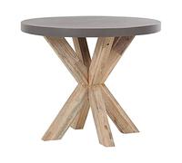 Beliani Table de Repas de Jardin Ronde 90 cm avec Plateau en Béton Résistant et Pieds en Bois Naturel Idéale pour Extérieur au Style Scandinave