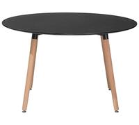 Beliani Table de Salle à Manger 120 cm Ronde en MDF et Bois de Hêtre Noir et Clair Bovio