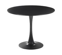 Beliani Table Noire avec Plateau Rond 90 cm en MDF et Pied Unique en Métal Design Traditionnel pour Salle à Manger ou Cuisine Moderne et Scandinave
