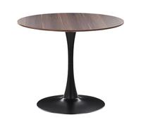 Beliani Table de Salle à Manger Industrielle Bois Foncé Ronde MDF Base en Métal 90 cm Boca