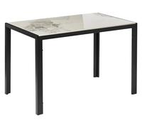 Beliani Table de Salle à Manger Moderne en Céramique et Métal 120 x 70 cm Meuble de Salon Blanc et Noir Clarence
