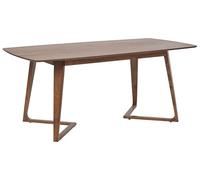 Beliani Table de Salle à Manger Placage Bois de Noyer Foncé MDF Pieds Bois d'Hévéa Socle Stable 180 x 90 cm Huxter