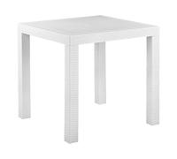 Beliani Table d'Extérieur Carrée 80 x 80 cm Blanche Effet Rotin Matières Ultra Résistantes et Aspect Élégant pour Jardin ou Terrasse au Style Moderne