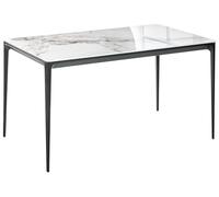 Beliani Table Moderne et Élégante Rectangulaire en Verre Effet Marbre 140 x 80 cm Salle à Manger Cuisine Blanc et Noir Jollein