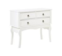 Beliani Table Rustique Console Sellette Champêtre à 3 Tiroirs Blanche Festonné MDF Lamar