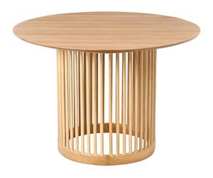 Beliani Table Salle à Manger Cuisine ø 110 cm Pieds en Bois Massif Placage Chêne Clair Boyle