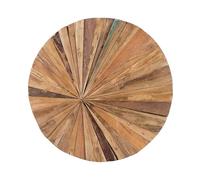 Beliani Tableau Décoratif à Surface Ronde 85 cm de Diamètre en Bois de Teck Clair pour Salon Moderne et Bohème