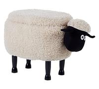 Beliani Tabouret Animal Pouf Ottoman pour Enfant avec Coffre en Forme de Mouton Beige Sheep