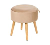 Beliani Tabouret en Velours Bois d'Hévéa MDF Beige à Rangement Plateau Intérieur Neely
