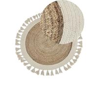Beliani Tapis Boho Rustique Rond ø 120 cm Beige en Jute Tressée Naturelle Samsun